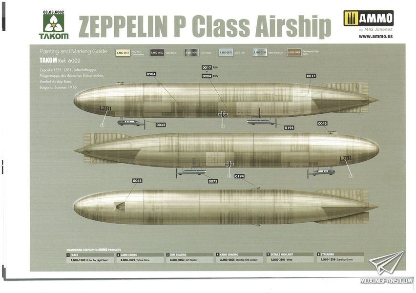 Збірна модель 1/350 Дирижабль Zeppelin P Class, Takom 6002