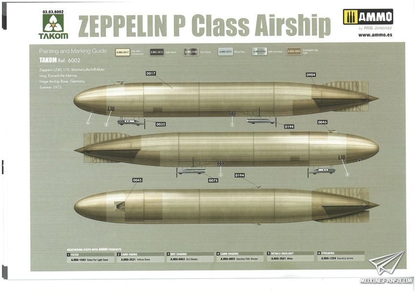 Збірна модель 1/350 Дирижабль Zeppelin P Class, Takom 6002