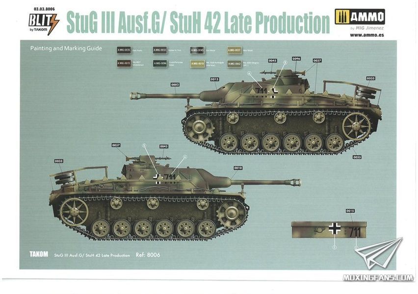 Збірна модель 1/35 StuH42 / StuG III Ausf.G пізніх випусків (2 в 1), Takom 8006