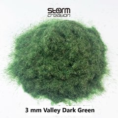 Трава (флок) 3мм - темно-зелена трава долин (Valley Dark Green) Storm Creation G3006 (30г)