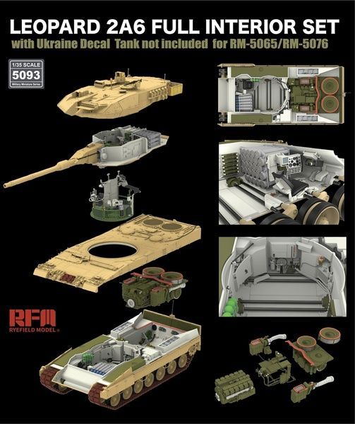 Збірна модель 1/35 Набір інтер'єру для Leopard 2A6/2A6M та українська деколь (для RM-5065/5076), RFM RM-5093
