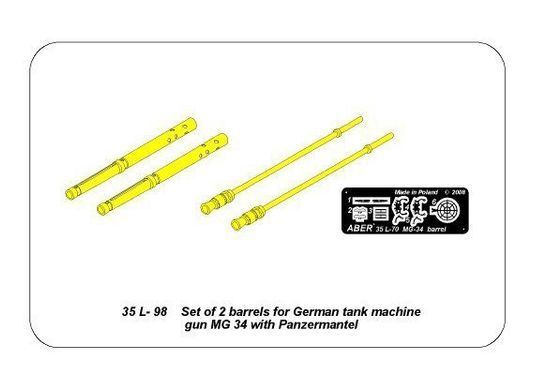 Стволи для кулемета MG.34 mit Panzermantel в 1/35 (2 шт), Aber 35L-098