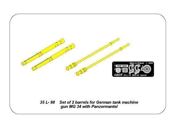 Стволи для кулемета MG.34 mit Panzermantel в 1/35 (2 шт), Aber 35L-098