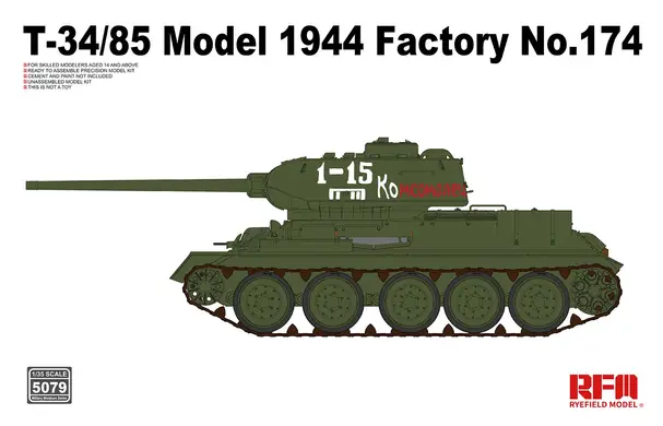 RFM RM-5079 1/35 Т-34/85 зр. 1944 р., заводу № 174 (Омськ), радянський середній танк - Panzershop — інтернет-магазин збірних моделей