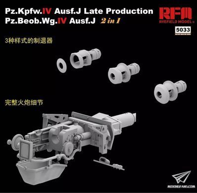 Збірна модель 1/35 Pz.Kpfw.IV Ausf.J / Pz.Beob.Wg.IV Ausf.J (2 в 1), пізніх випусків, RFM RM-5033