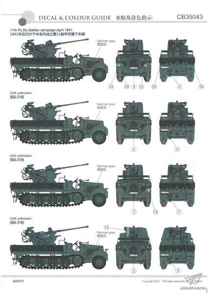 Збірна модель 1/35 Sd.Kfz.6/2 [BN9b] 3.7cm Flak36 auf Fahrgestell Zugkraftwagen 5t (ранніх/пізніх випусків), Bronco CB35043
