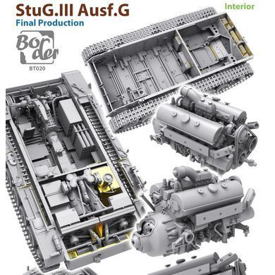Збірна модель 1/35 StuG III Ausf.G пізніх випусків, з повним інтер'єром та фігурками екіпажу, з копією знаку "За танкову атаку", Border Model BT-020