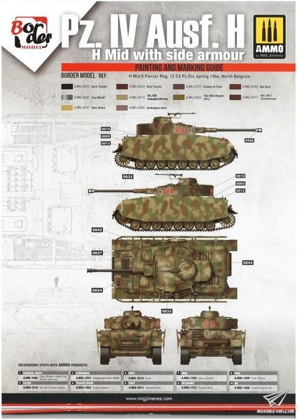 Збірна модель 1/35 Pz.Kpfw.IV Ausf.H ранніх-середніх випусків (2 в 1) з фігурками, Border Model BT-005
