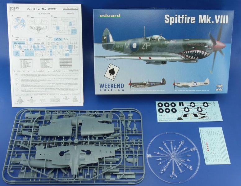 Збірна модель 1/48 Spitfire Mk.VIII (Weekend Edition) + фототравлення Eduard FE746, Eduard 84139