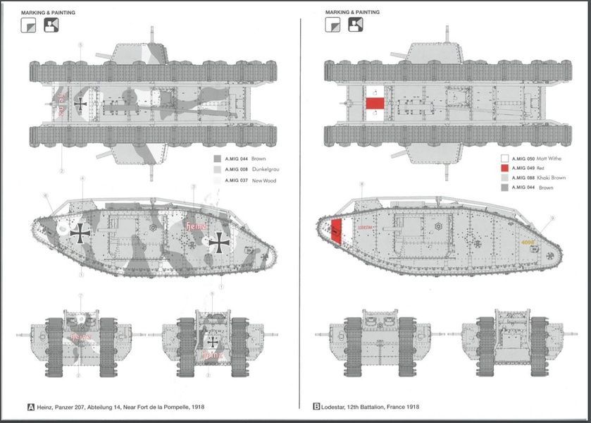 Збірна модель 1/35 Mark IV британський важкий танк, Male/Female 2 в 1, Takom 2076