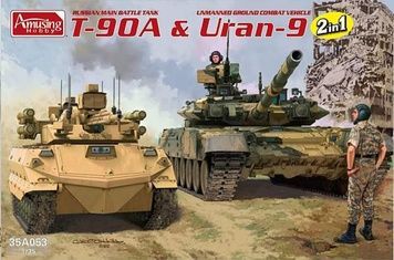 Збірна модель 1/35 Т-90А & Уран-9 безпілотна бойова машина, Amusing Hobby 35A053