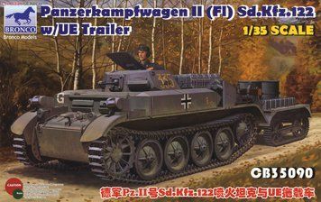 Збірна модель 1/35 Pz.Kpfw. II (Fl) Flamingo (Sd.Kfz. 122) з трейлером на базі Renault UE, Bronco CB35090