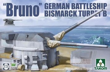 Збірна модель 1/72 Башта "B" (&lsquo;Bruno&rsquo;) лінкора Bismark з двома гарматами 38 см SK C/34, Takom 5012