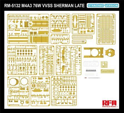 Збірна модель 1/35 M4A3 76W VVSS Sherman пізнього випуску (стандартна версія), RFM RM-5132