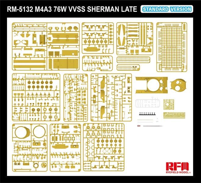 Збірна модель 1/35 M4A3 76W VVSS Sherman пізнього випуску (стандартна версія), RFM RM-5132