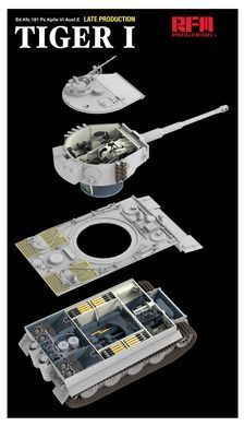 Збірна модель 1/35 Tiger I Pz.Kpfw.VI Ausf.E пізніх випусків, з інтер'єром та циммеритом, RFM RM-5080