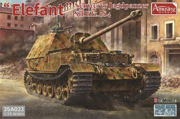 Збірна модель 1/35 Elefant (Sd.Kfz.184) з повним інтер'єром та циммеритом, Amusing Hobby 35A033