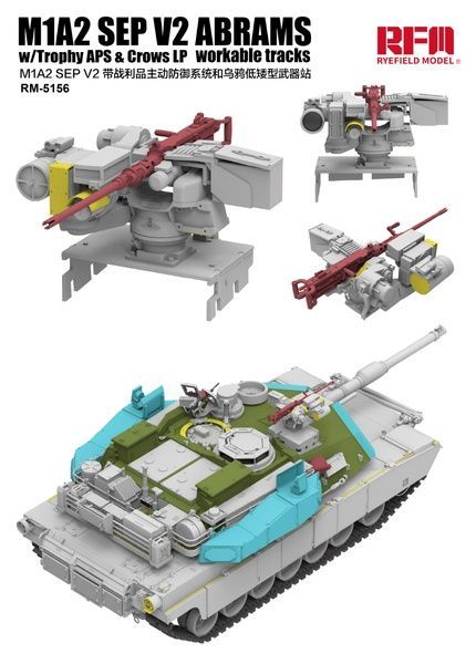 Збірна модель 1/35 M1A2 SEP V2 Abrams з Trophy APS, CROWS LP та робочими траками, RFM RM-5156
