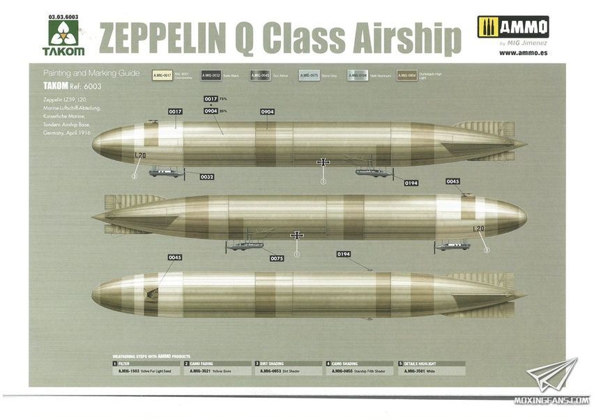 Збірна модель 1/350 Дирижабль Zeppelin Q Class, Takom 6003