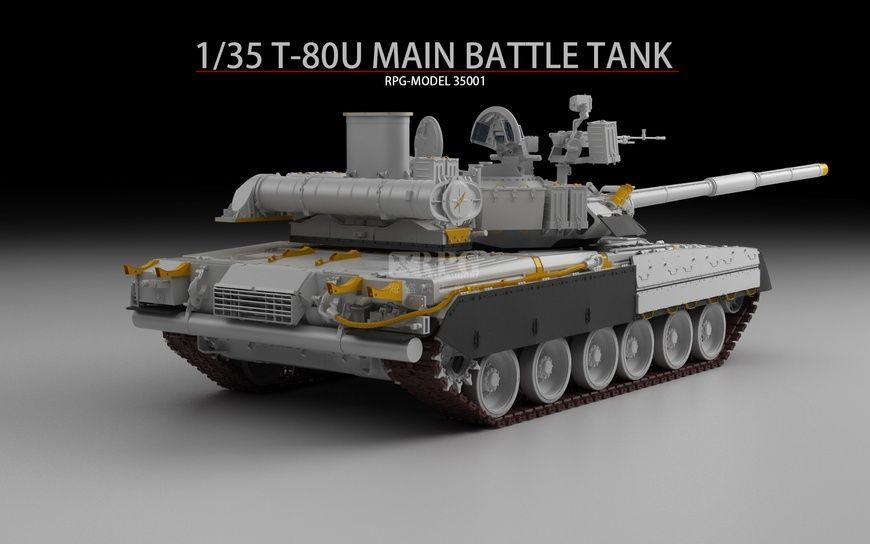 Збірна модель 1/35 Т-80У основний бойовий танк + 2 набори обвісу із смоли, RPG Model 35001B