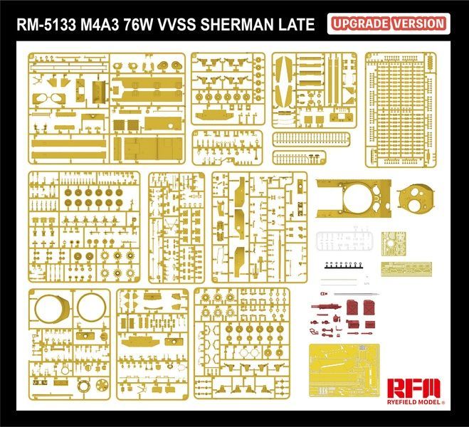 Збірна модель 1/35 M4A3 76W VVSS Sherman пізнього випуску (покращена версія), RFM RM-5133