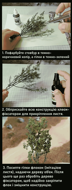 Набір для створення дерев із сухих гілок, флоку та фіксатора, Mini Afure MA-652
