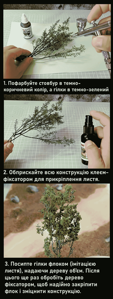 Набір для створення дерев із сухих гілок, флоку та фіксатора, Mini Afure MA-652