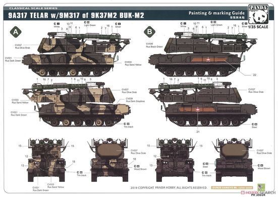Збірна модель 1/35 ЗРК 9K37M2 Бук-M2 з металевими траками, Panda PH35034