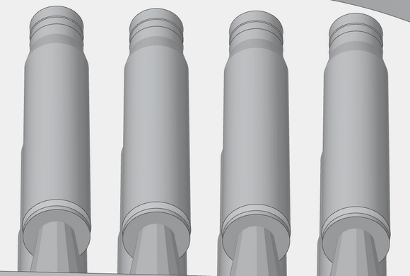 Гільзи 12,7×108 мм для ДШК, НСВ в 1/35 (450 шт) 3D друк, Panzershop 35A004