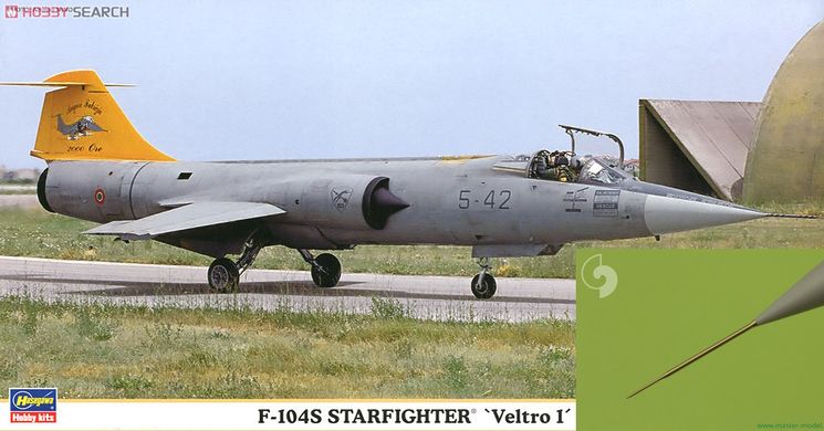 Збірна модель 1/48 F-104S Starfighter 'Veltro 1' + Master AM-48-044 F-104 Starfighter - Pitot Tube, Hasegawa 07340