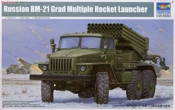 Збірна модель 1/35 БМ-21 "Град" на базі Урал-4320, реактивна система залпового вогню, Trumpeter 01013