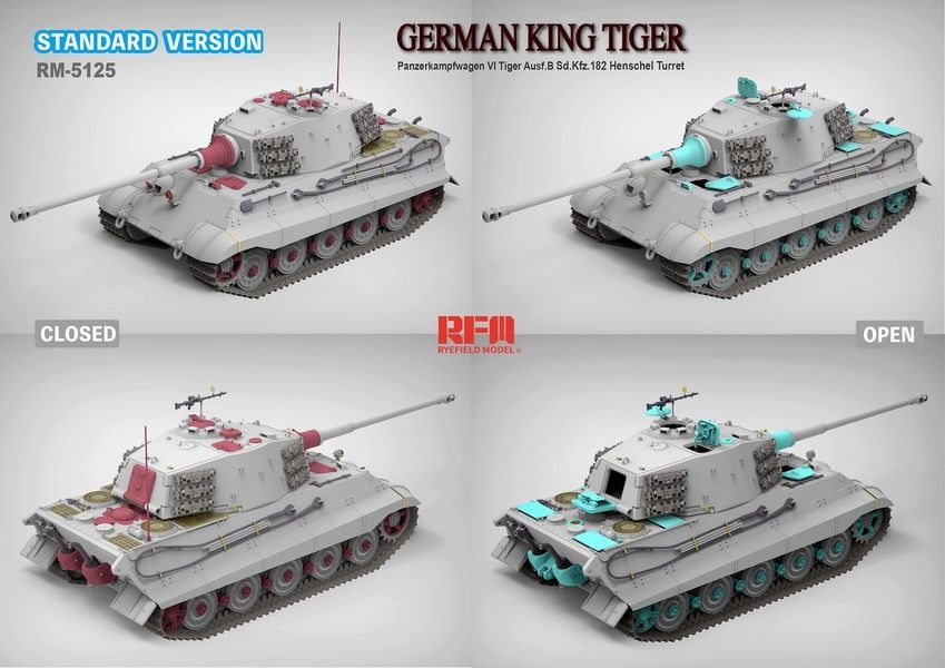 Збірна модель 1/35 Sd.Kfz.182 King Tiger з баштою Henschel, стандартна версія, RFM RM-5125
