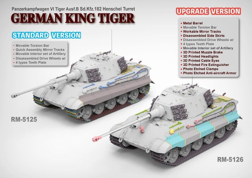 Збірна модель 1/35 Sd.Kfz.182 King Tiger з баштою Henschel, стандартна версія, RFM RM-5125