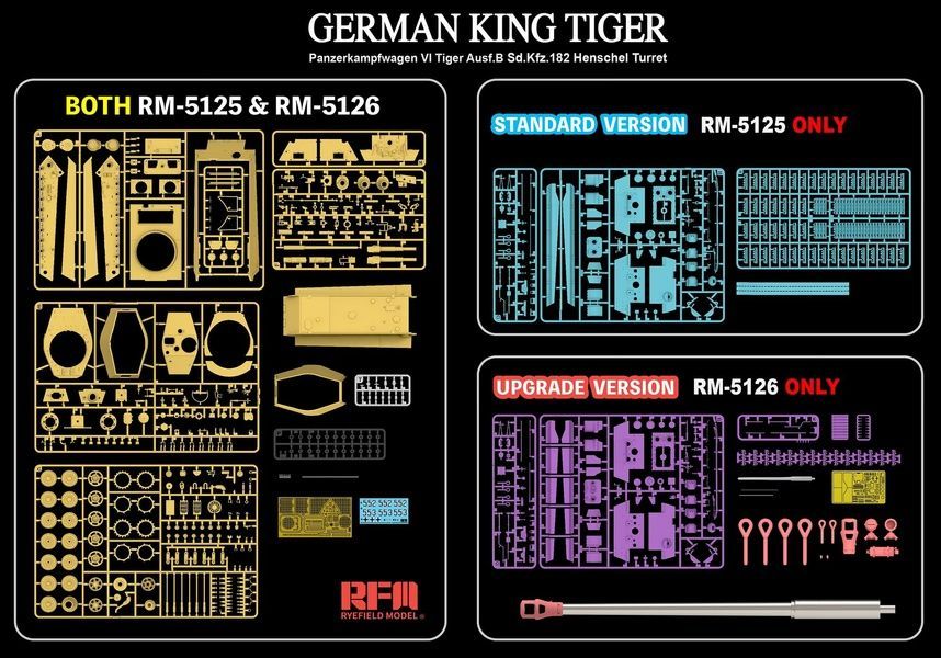Збірна модель 1/35 Sd.Kfz.182 King Tiger з баштою Henschel, стандартна версія, RFM RM-5125