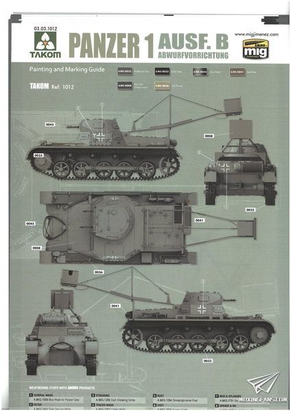 Збірна модель 1/16 Pz.Kpfw.I Ausf.B mit Abwurfvorrichtung, Takom 1012