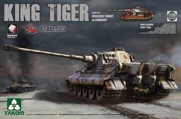 Збірна модель 1/35 Sd.Kfz.182 King Tiger з баштою Henschel із складу Pz.Abt.505, з циммеритом та повним інтер'єром, Takom 2047S