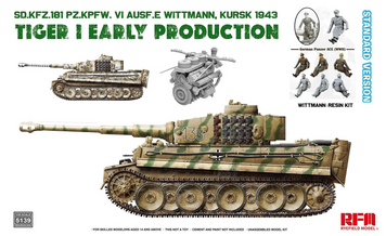 Збірна модель 1/35 Tiger I Pz.Kpfw.VI Ausf.E ранній (Курськ 1943), з фігурою Віттмана, RFM RM-5139 (стандартна версія)