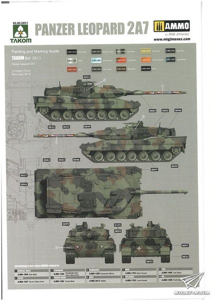 Збірна модель 1/72 Leopard 2A7 з паперовими масками для камуфляжу (Limited Edition), Takom 5011X