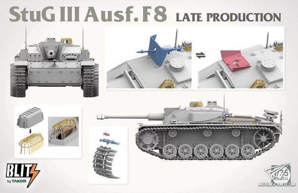 Збірна модель 1/35 StuG.III Ausf.F/8 пізніх випусків, з Winterketten, Takom 8014