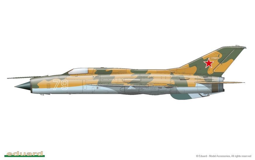 Збірна модель 1/48 МіГ-21ПФ (ProfiPACK) + трубки Піто Mini World A4846a, Eduard 8236