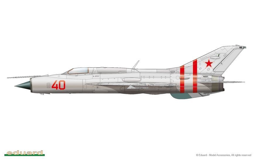 Збірна модель 1/48 МіГ-21ПФ (ProfiPACK) + трубки Піто Mini World A4846a, Eduard 8236
