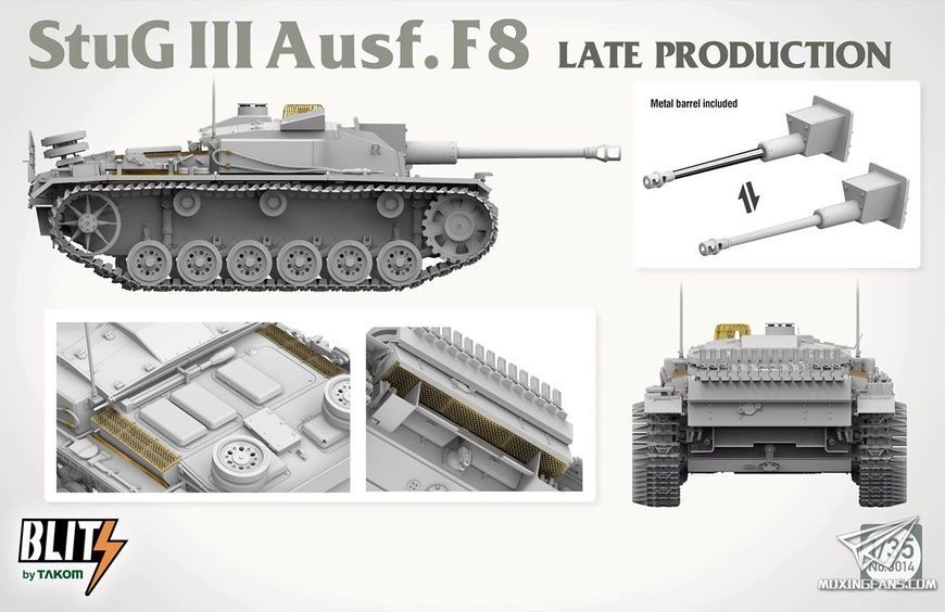 Збірна модель 1/35 StuG.III Ausf.F/8 пізніх випусків, з Winterketten, Takom 8014