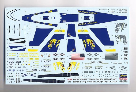 Збірна модель 1/48 F/A-18C Hornet VFA-192 Golden Dragons 2007 Limited Edition + Big Ed 4807, Aires 4211, 4235, Hasegawa 09799