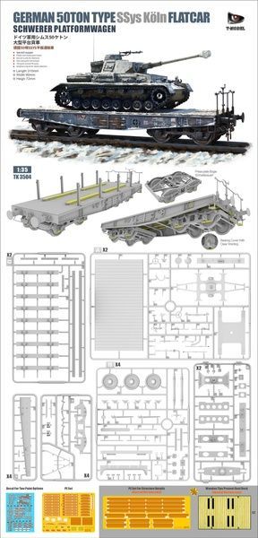 Збірна модель 1/35 Німецький 50-тонний вагон-платформа SSys K&ouml;ln, T-Model TK3504