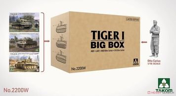 Збірна модель 1/35 Tiger I Big Box - середній, пізній, середній Отто Каріуса з фігурою Отто Каріуса 1/16, Takom 2200W