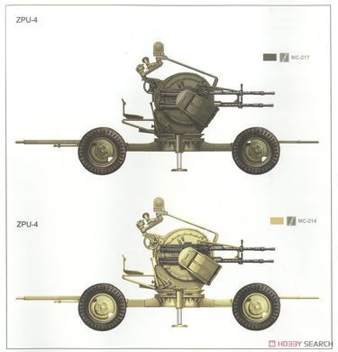 Збірна модель 1/35 Набір легких зенітних гармат на кулеметів радянського виробництва (ЗУ/ЗПУ), 5 в 1, Meng SPS-026