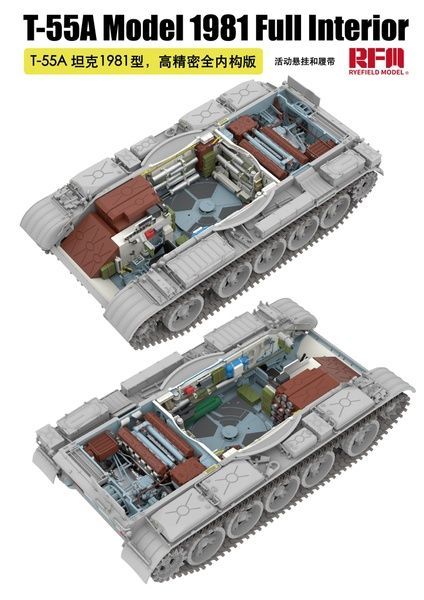 Збірна модель 1/35 Т-55А зр. 1981 р. з інтер'єром, RFM RM-5155