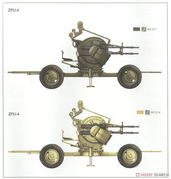 Збірна модель 1/35 Набір легких зенітних гармат на кулеметів радянського виробництва (ЗУ/ЗПУ), 5 в 1, Meng SPS-026
