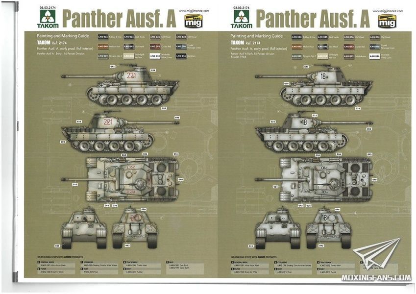 Збірна модель 1/35 Panther Ausf.A ранніх випусків, Takom 2174
