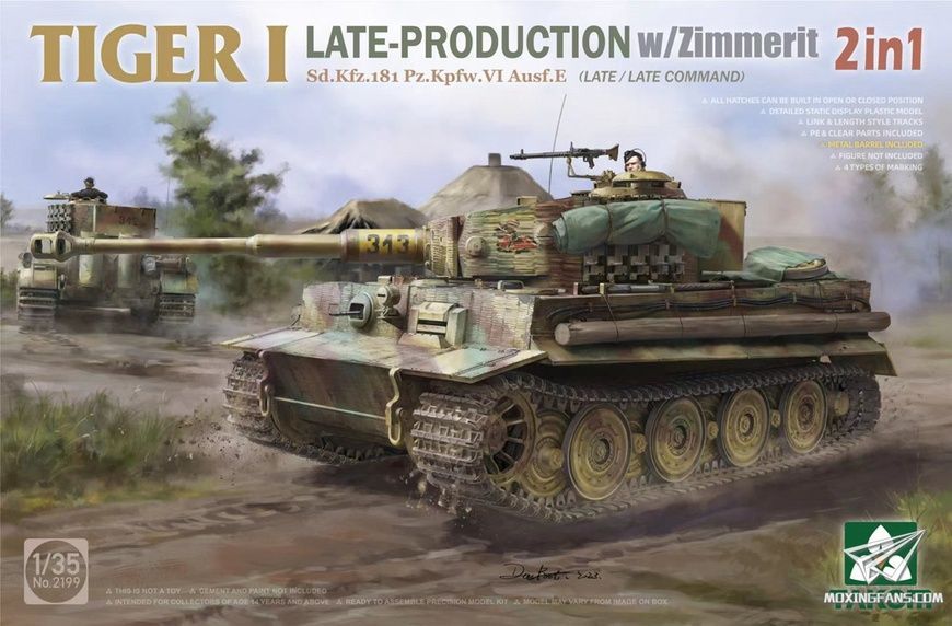 Збірна модель 1/35 Tiger I Big Box - середній, пізній, середній Отто Каріуса з фігурою Отто Каріуса 1/16, Takom 2200W